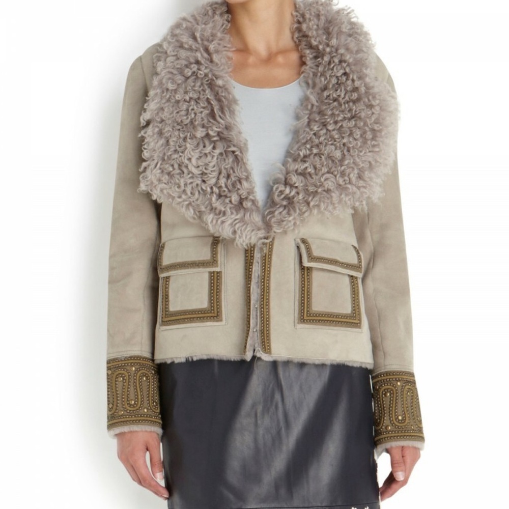 Tory Burch Beige and Gold Teddy Jacket